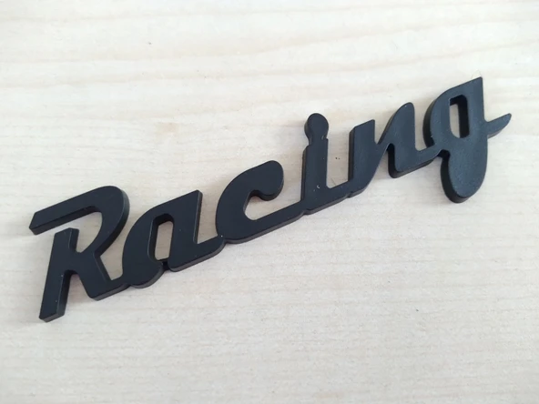 RACİNG LOGOSU 10,5x2cm KABARTMA SPORT ARMA SİYAH (RACİNG ARMASI) RACİNG YAZISI ürün görseli 1