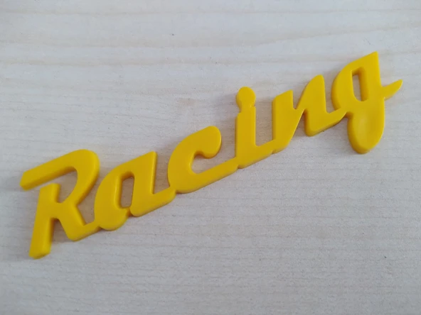 RACİNG LOGOSU 10,5x2cm KABARTMA SPORT ARMA SARI (RACİNG ARMASI) RACİNG YAZISI ürün görseli 1