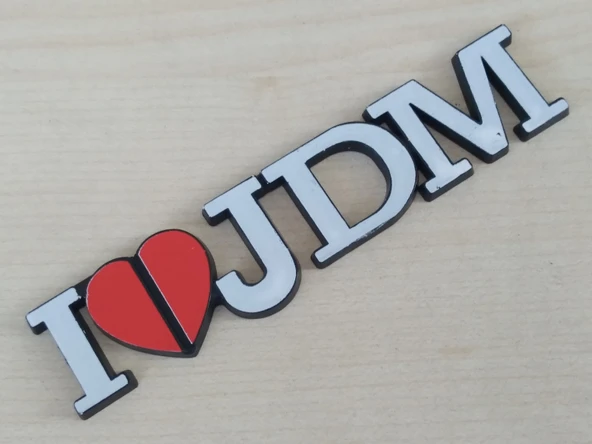 I LOVE JDM YAZISI 10,5x2cm KABARTMA SPORT ARMA BEYAZ (JDM ARMASI) JDM LOGOSU ürün görseli 1