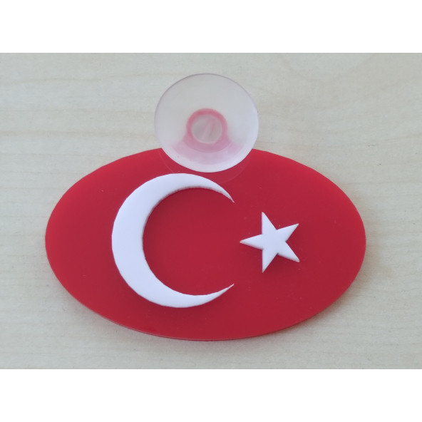 AY YILDIZ 8x5cm VANTUZLU OVAL KABARTMA TÜRK BAYRAĞI (AY YILDIZ ARMASI) AY YILDIZ LOGO ürün görseli 1