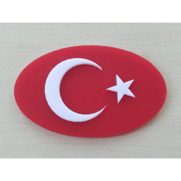 AY YILDIZ 8x5cm YAPIŞTIRMALI OVAL KABARTMA TÜRK BAYRAĞI (AY YILDIZ ARMASI) AY YILDIZ LOGO ürün görseli 1