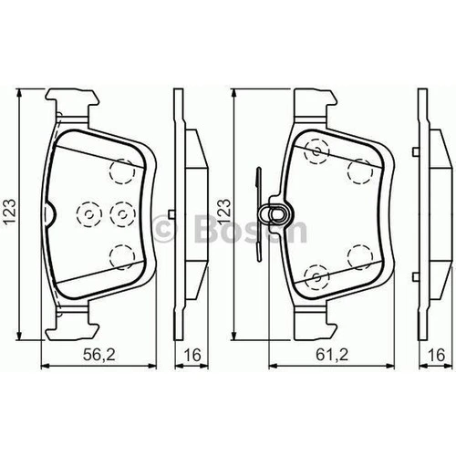 Bosch Fren Balatası Arka Golf VII A3 12 E.No0986Tb3176 ürün görseli 1