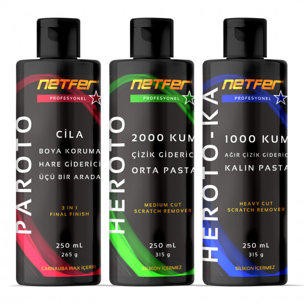 Netfer 3'lü Orta Kalın Pasta Cila Set - 3x250 mL ürün görseli 1