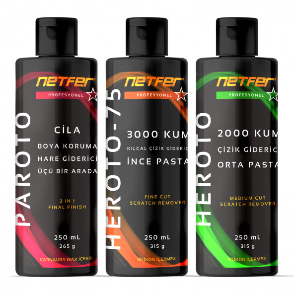 Netfer 3'lü İnce Orta Pasta Cila Set - 3x250 mL ürün görseli 1