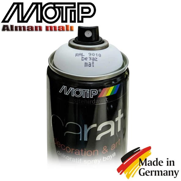 Motip Carat Ral 9010 Sprey Boya 400ml - Mat Beyaz ürün görseli 1
