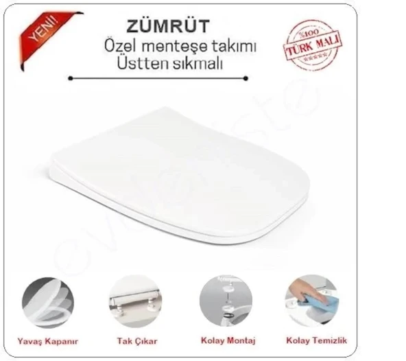 Nkp Zümrüt Slim İnce Kare Yavaş Kapanan Klozet Kapağı ürün görseli 1