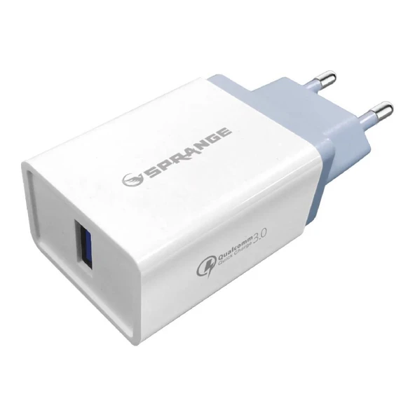 Sprange Q-30 3.0A USB Çıkışlı Hızlı Ev Şarj Başlığı ürün görseli 1