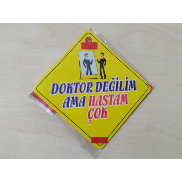 CAM İÇİ SARI DEKOR PLAKA KARE DOKTOR DEĞİLİM AMA HASTAM ÇOK (11x11cm) YAPIŞTIRMALI (Dekor Levha) SARI PLAKA ürün görseli 1