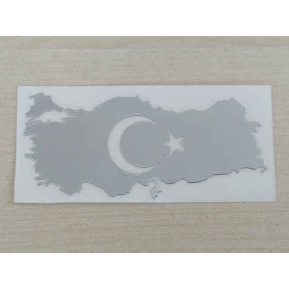 TÜRKİYE HARİTASI STİCKER 7,5x3,5cm METALİK TÜRK BAYRAĞI STİCKER - AYYILDIZ ÇIKARTMASI, AY YILDIZ ETİKETİ ürün görseli 1