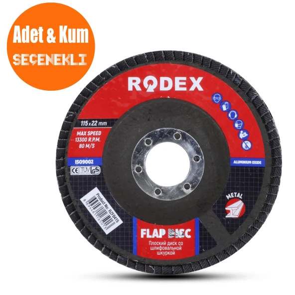 Rodex Avuç İçi Taşlama Flap Disk Zımpara 115 mm ürün görseli 1