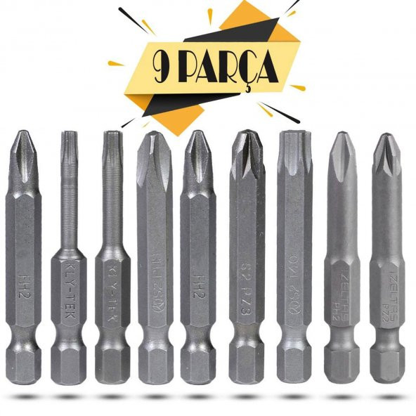 (9 PARÇA) Matkap Bits Uç Vidalama Ucu Düz Yıldız Torx Uç ürün görseli 1