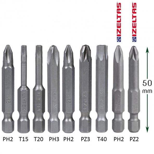 (9 PARÇA) Matkap Bits Uç Vidalama Ucu Düz Yıldız Torx Uç - Resim 4