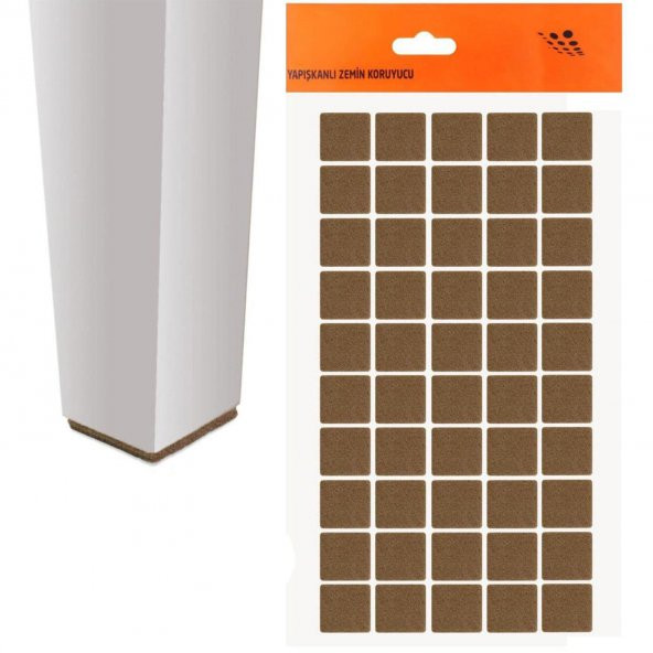 (50li Paket) Masa Sandalye Parke Zemin Koruyucu Keçe Yapışkanlı Kare 20X20 mm ürün görseli 1