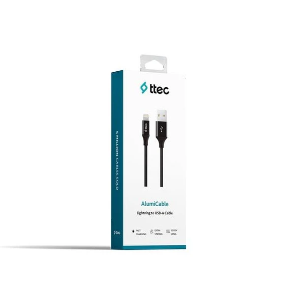 Ttec AlumiCable Lightning Kablo Siyah 1.2M - 2DK16S - Resim 4