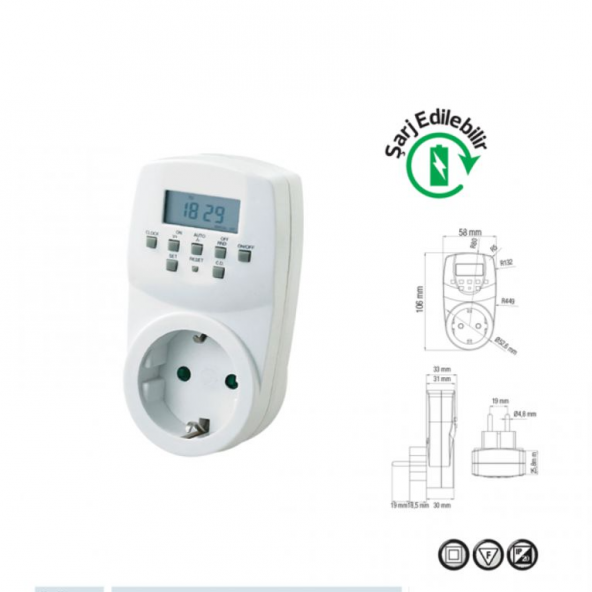Horoz 108-002-0001 Timer-2 1780W Digital Haftalık Zaman Saati ürün görseli 1