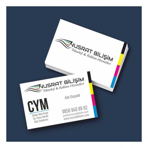 Kartvizit 350 gr Mat Kuşe Çift Yüz 4 Renk Mat Selefonlu 8,3x5,1 cm 1.000 Adet ürün görseli 1