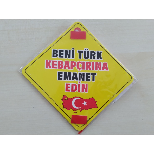 CAM İÇİ SARI DEKOR PLAKA KARE TÜRK KEBAPÇILARINA EMANET (11x11cm) YAPIŞTIRMALI (Dekor Levha) SARI PLAKA ürün görseli 1