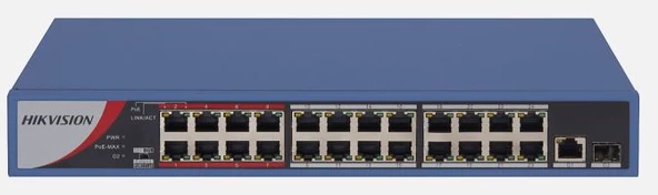 HIKVISION DS-3E0326P-E/M(B) 24xFE+1xGE-1GE/SPF 240W POE SWITCH ürün görseli 1