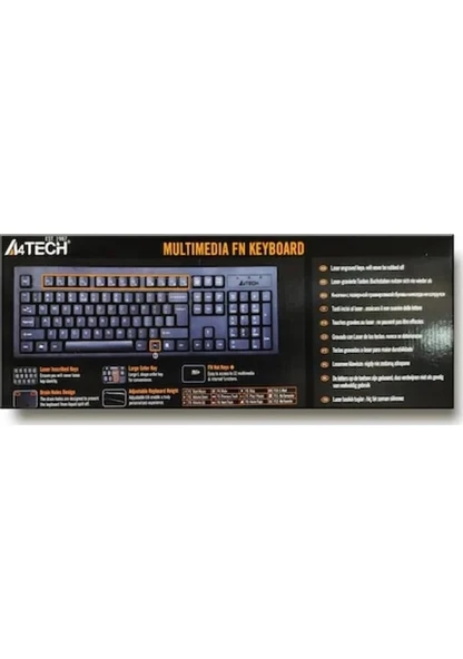 A4-Tech KM-720 F Klavye Siyah USB - Multimedya - Resim 3