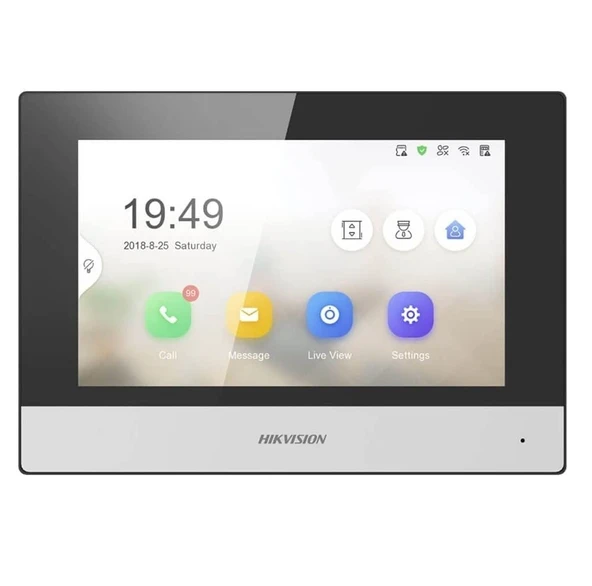 Hikvision DS-KH6320-WTE1 7" Wi-Fi Dokunmatik Ekranlı Çok Yönlü Mikrofon Villa Tipi İnterkom İç Ünite ürün görseli 1