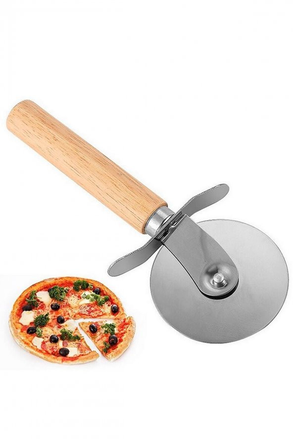 Ahşap Saplı Pizza Hamur Dilimleyici Kesici Tekli Pizza Dilimleyici Büyük Boy ürün görseli 1
