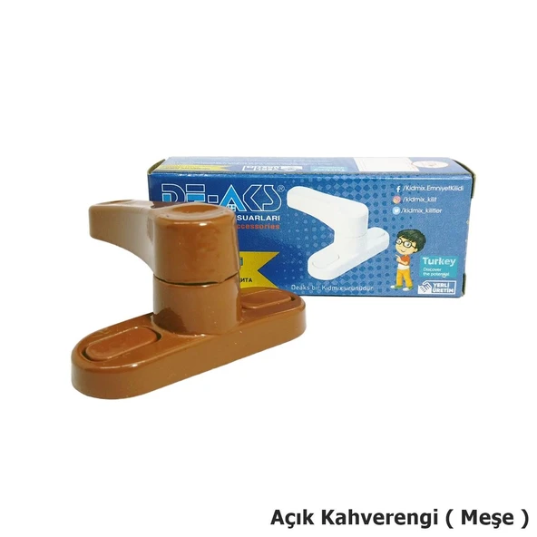 10 Adet Pvc Pencere Çocuk Emniyet Kilidi Çekmeli Açık Kahverengi ürün görseli 1