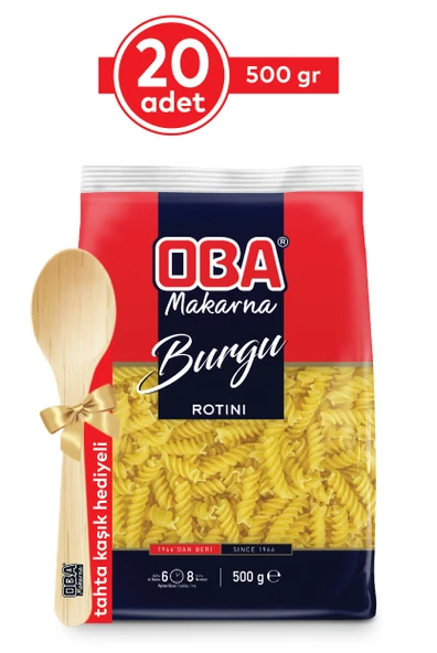 Oba Makarna Burgu 500 Gr x 20 Adet ürün görseli 1