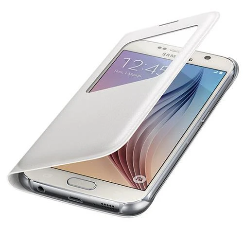 Samsung Galaxy S6 Orjinal S-View Cover Beyaz (Deri Görünümlü) - EF-CG920PW ürün görseli 1