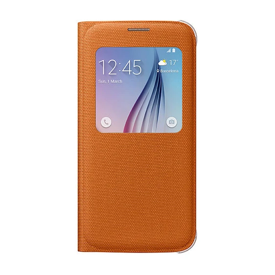 Samsung Galaxy S6 Orjinal S-View Cover (Tekstil) - Turuncu EF-CG920BOEGWW ürün görseli 1