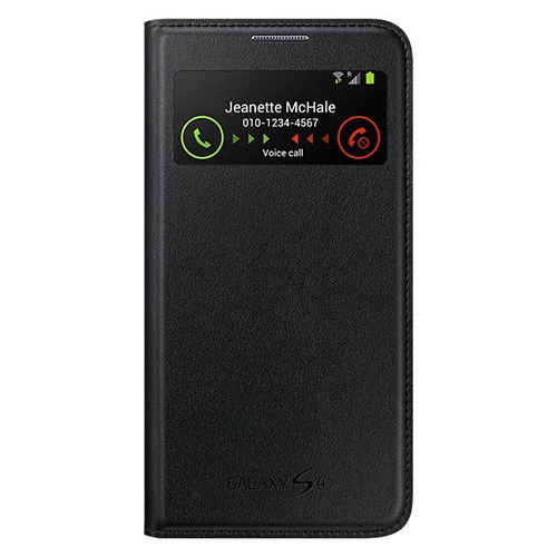 Samsung i9500 Galaxy S4 Kılıf Orjinal S-View Cover (Deri) - Siyah EF-MI950B ürün görseli 1