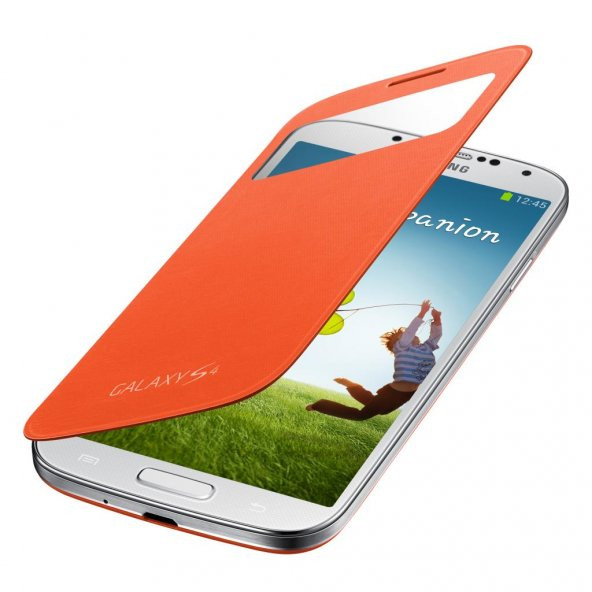 Samsung Galaxy S4 Orjinal S View Cover Kılıf - Turuncu ürün görseli 1