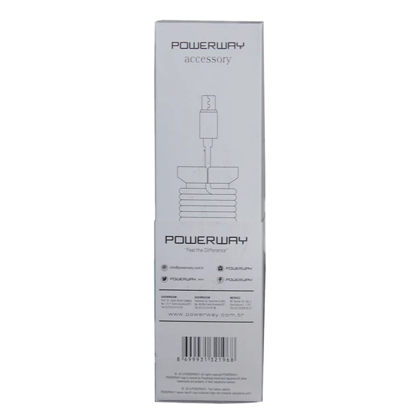 Powerway Micro USB Hızlı Şarj Kablosu Örgülü 1.1M - CX09 Beyaz ürün görseli 1