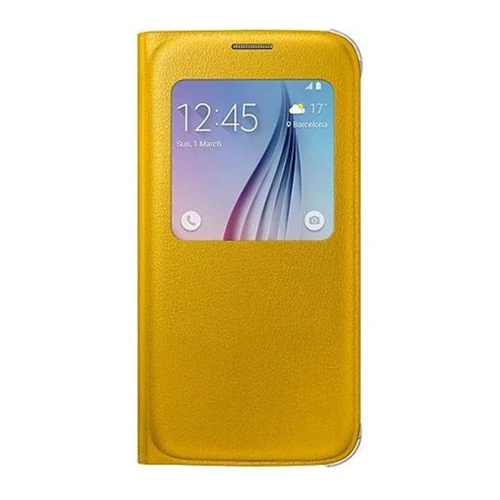 Samsung Galaxy S6 Orjinal S-View Cover (Deri Görünümlü) - Sarı EF-CG920PYEGWW (Outlet) ürün görseli 1