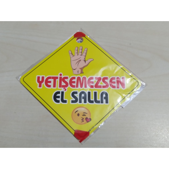 CAM İÇİ SARI DEKOR PLAKA KARE YETİŞEMEZSEN EL SALLA (11x11cm) YAPIŞTIRMALI (Dekor Levha) SARI PLAKA ürün görseli 1