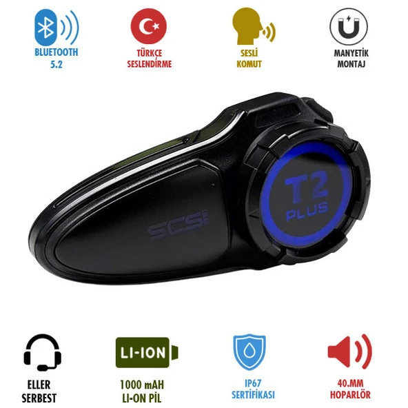 SCS T2 PLUS BLUETOOTH VE INTERCOM ürün görseli 1