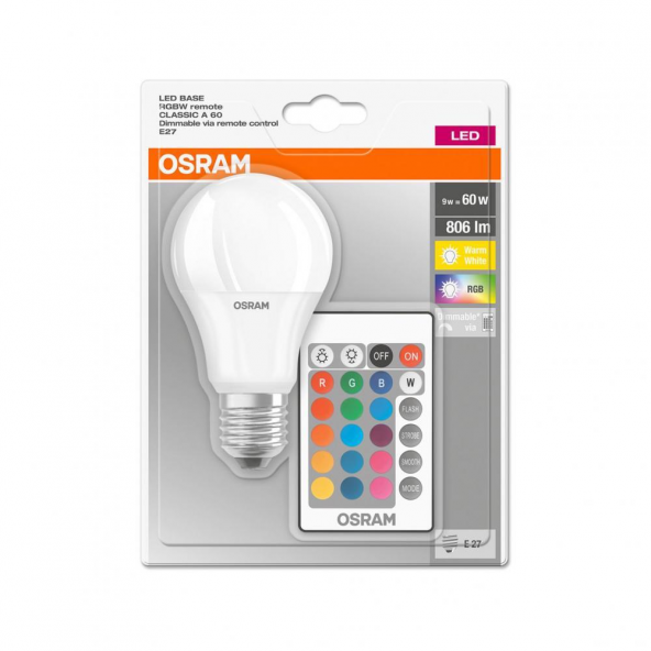 Osram Led Uzaktan Kumandalı Renk Değiştiren 9W 806 LM E27 Ampul ürün görseli 1