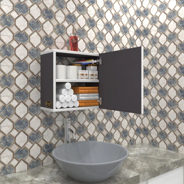 Kenzlife banyo ecza dolabı susanin gri 39*39*20 mutfak komodin (m) kapaklı arkalıksız ürün görseli 1