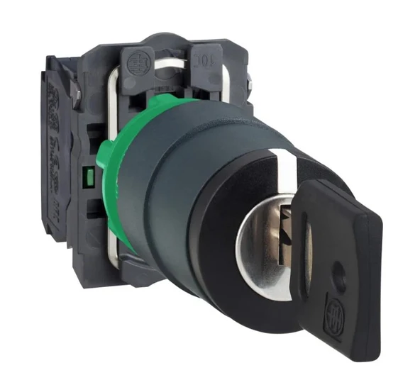 Schneider Electric XB5AG33, Kilitli Buton, 2NA, 2-0-1 Aç-Kapa, 22mm, Plastik Gövdeli ürün görseli 1