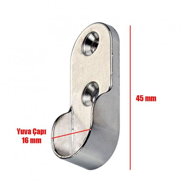 (2 ADET) Askı Flanşı Krom Oval Dolap Elbise Askı Aparatı - Resim 3