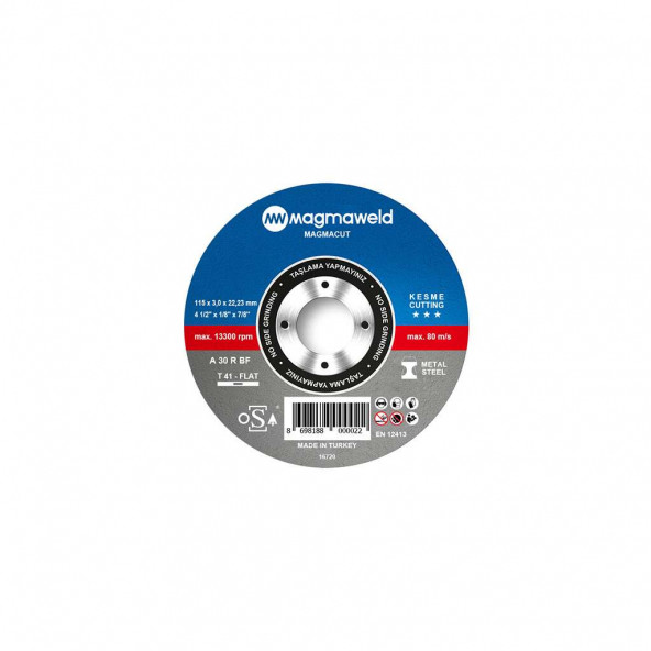 Magmaweld Magmacut Kesme Taşı Düz 115x3.0x22mm-813M111531-NK (50 Adet) ürün görseli 1