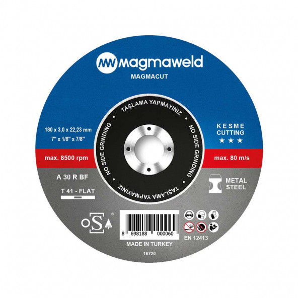 Magmaweld Magmacut Kesme Taşı Düz 180x3.0x22mm-813M118031-NK (25 Adet) ürün görseli 1