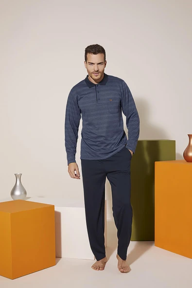 Kly 9213 Erkek Polo Yaka Pijama Takım ürün görseli 1