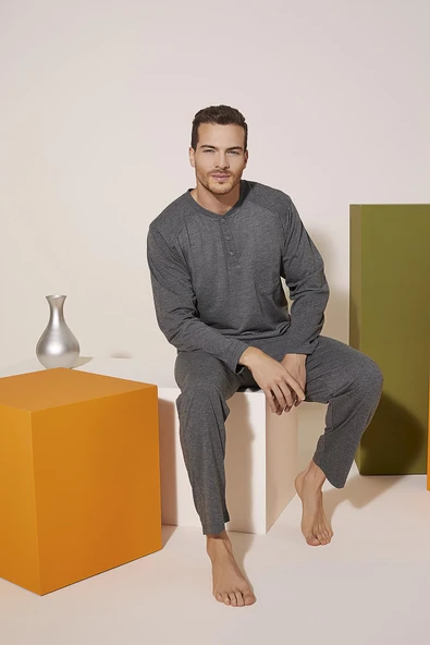 Kly 9201 Erkek Midi Yaka Pijama Takım ürün görseli 1