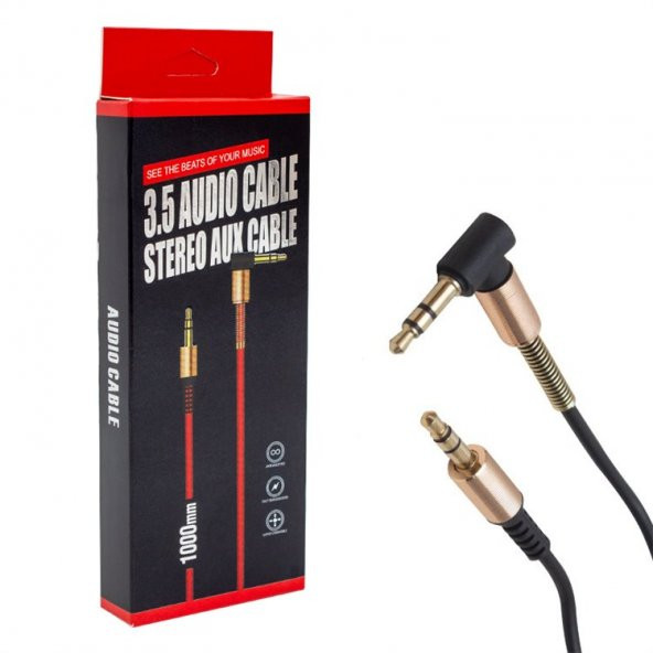 Pm-15124 3.5 mm Erkek/Erkek Metal Başlıklı L Uçlu Stereo Aux Kablo ürün görseli 1