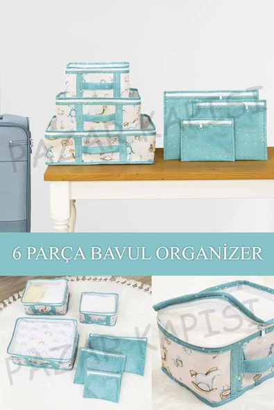 Baby Lüks 6'lı Bavul Organizer Seyahat, Hastane Çantası Mavi ürün görseli 1