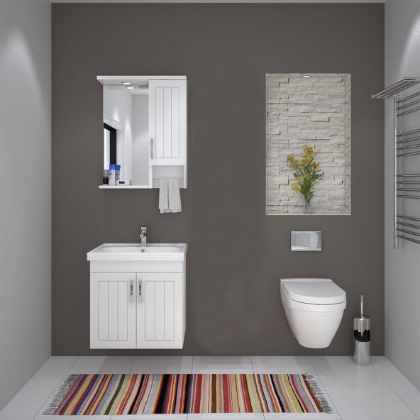 Denko Lotus 60 cm MDF Lake Banyo Dolabı Takımı ürün görseli 1
