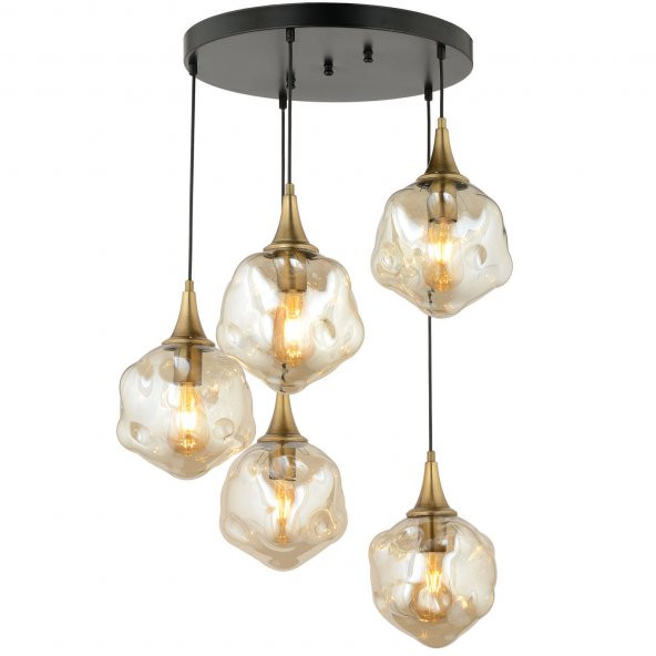 Lampaluce Globo-4 Modern Sarkıt Avize 5li 70cm Sarı ürün görseli 1