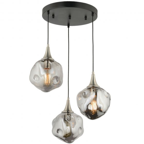 Lampaluce Globo-4 Modern Sarkıt Avize 3lü 70cm Krom ürün görseli 1