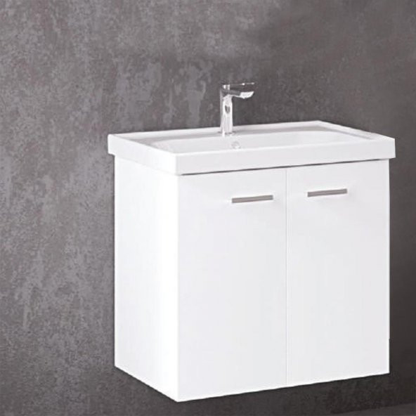 Denko Terra 60 cm MDF Beyaz Banyo Dolabı Alt Modül ve Lavabo ürün görseli 1