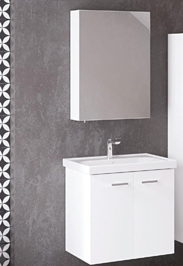 Denko Terra 60 cm MDF Beyaz Banyo Dolabı Takımı ürün görseli 1